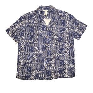 Hiroshi Kato The Wrench Waffle Shirt Hawaiian Aloha Mens XL Blue Bandana USA